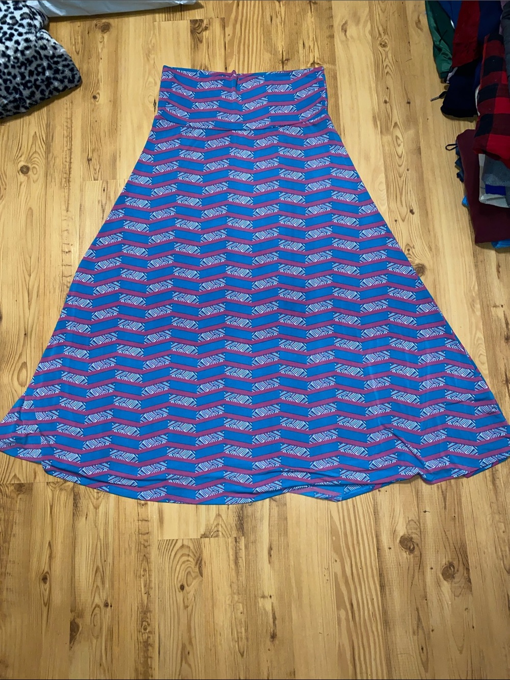 LuLaRoe Blue and Pink Chevron Maxi Skirt